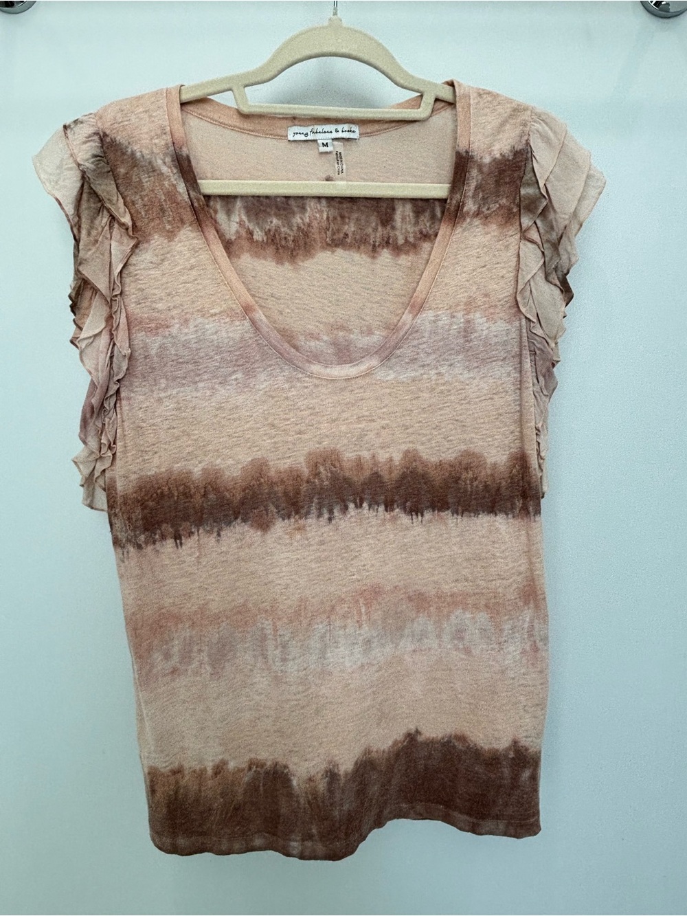 Young Fabulous & Broke Tie-Dye Ruffle Sleeve Tank — Pink & Brown
